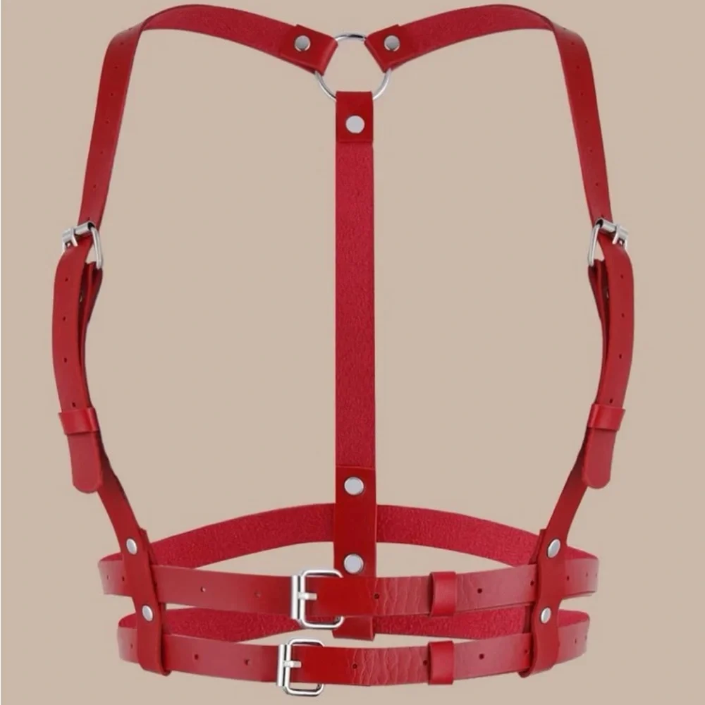 Red Underbust Double Harness Belt New - Picture 3 of 9